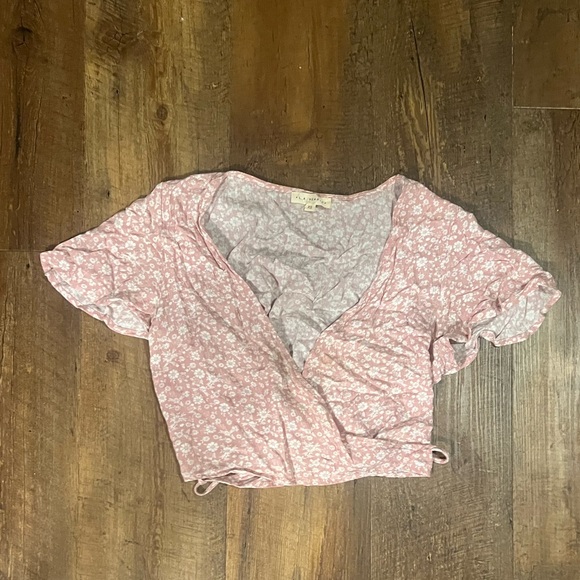 Floral pink and white pacsun wrap top xs - Picture 1 of 4